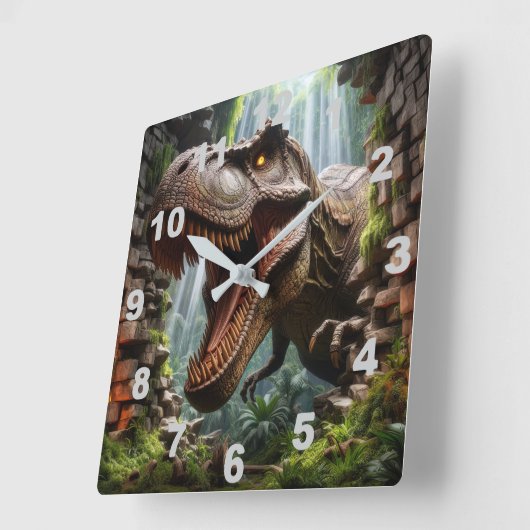 Horloge Carrée T-Rex Wall Clock (Angle)