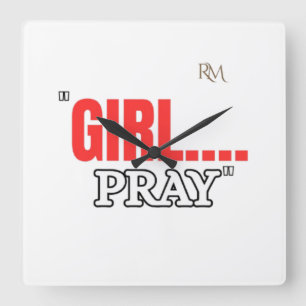 Horloge Carrée T-Shirt Girl Pray Chemise Chrétienne Basée sur l