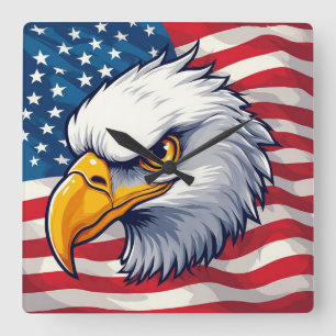 Horloge Carrée T-shirt graphique tête d'aigle – USA Pride Apparel