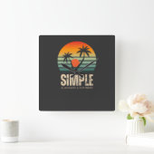 Horloge Carrée T-shirt Simple Sunset - Tropical vibes design (Maison)
