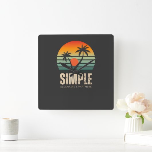 Horloge Carrée T-shirt Simple Sunset - Tropical vibes design (Maison)
