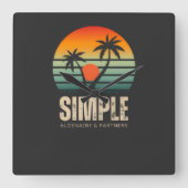 Horloge Carrée T-shirt Simple Sunset - Tropical vibes design (Recto)