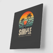 Horloge Carrée T-shirt Simple Sunset - Tropical vibes design (Angle)