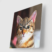 Horloge Carrée Tabby Artistique Chat Kitten Portrait (Angle)