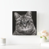 Horloge Carrée Tabby noir Kitten (Maison)