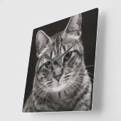 Horloge Carrée Tabby noir Kitten (Angle)