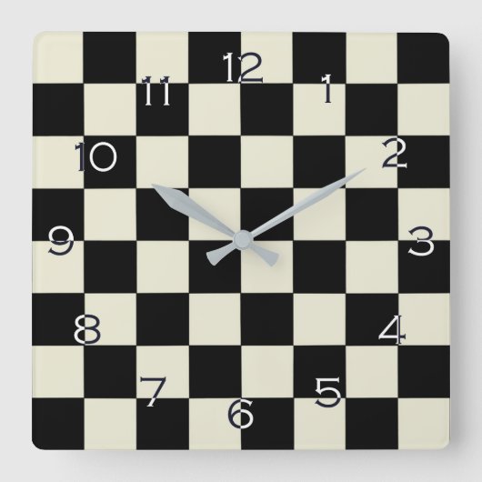Horloge Carrée Tableau d'échec avec numéros inversés wccn (Recto)