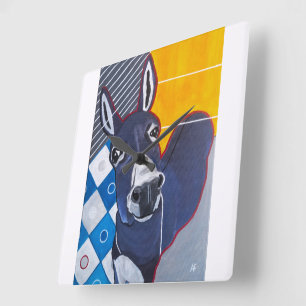 Horloge Carrée Tableau Donkey Punch par Alfred Fox