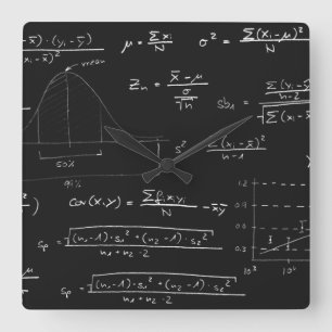 Horloge Carrée Tableau noir de statistiques
