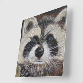 Horloge Carrée Tableau Raccoon (Angle)