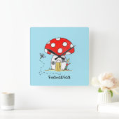 Horloge Carrée Tabouret personnalisé, elfe et libellule (Maison)