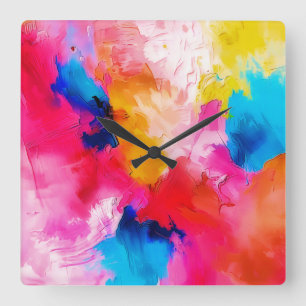 Horloge Carrée taches artistiques - modernes