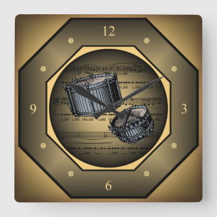 Horloge Carrée Tagon d'horloge ~ Drums de Snare ~ Sheet Music ~ T