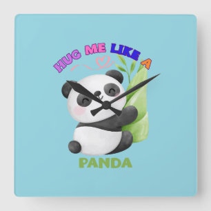 Horloge Carrée 🕒 Tags de temps de Panda – Tic Tac avec mignonner