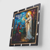 Horloge Carrée tained Glass: Dear God I Trust You (Angle)