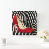 Horloge Carrée talons hauts rouges (Maison)