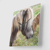 Horloge Carrée Tan Colour Shetland Pony, (Angle)