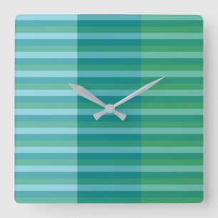 Horloge Carrée Tanager Turquoise, Bleu Canard et Ligne Verte Kell