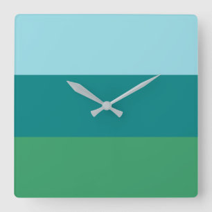 Horloge Carrée Tanager Turquoise, Turquoise Blue et Kelly Green H