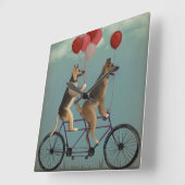 Horloge Carrée Tandem de berger allemand (Angle)