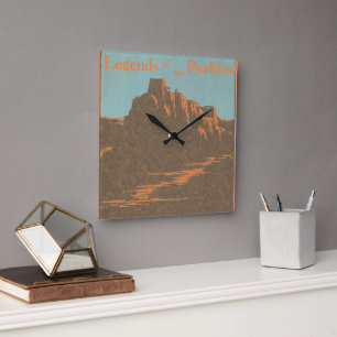 Horloge Carrée Taos Pueblos vintage du Nouveau-Mexique, Art de po