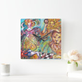 HORLOGE CARRÉE TAROTS OF THE LOST SHADOWS /THE MOON AND THE SUN (Maison)