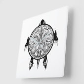 Horloge Carrée Tatouage de Tribal Turtle Shield (Angle)