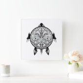 Horloge Carrée Tatouage de Tribal Turtle Shield (Maison)