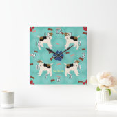 Horloge Carrée Tatouage Wire Fox Terrier (Maison)