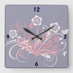 Horloge Carrée Tattoo of Flowers
