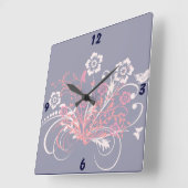 Horloge Carrée Tattoo of Flowers (Angle)