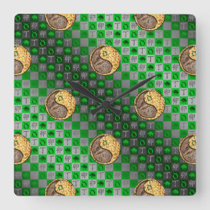Horloge Carrée Taureau & Lapin de Feu
