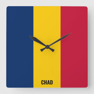 Horloge Carrée Tchad Drapeau éblouissant patriotique