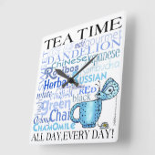 Horloge Carrée Tea Time Toute La Journée, Tous Les Jours ! (Angle)