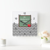 Horloge Carrée Teacher Gray Chevron Chalkboard Clock (Maison)