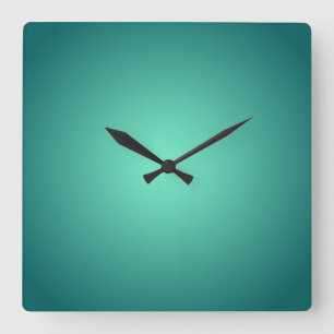 Horloge Carrée Teal Bleu Vert Lumière aux nuances foncées