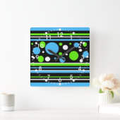 Horloge Carrée Teal Turquoise Blue Lime (Maison)