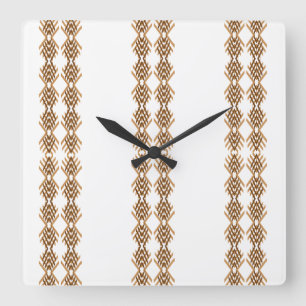 Horloge Carrée Tebeb Tissage Géométrique – Motif Tribal Éthiopien