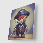 Horloge Carrée Teddy Bear Pirate (Angle)