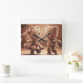 Horloge Carrée Teddy dansant (Maison)