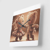 Horloge Carrée Teddy dansant (Angle)