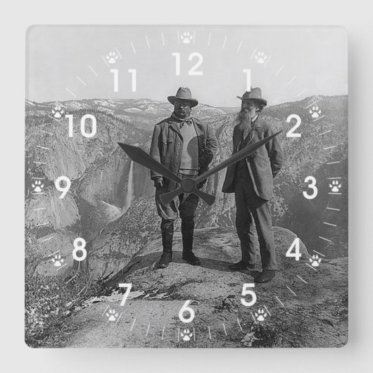 Horloge Carrée Teddy Roosevelt et John Muir dans Yosemite (Recto)