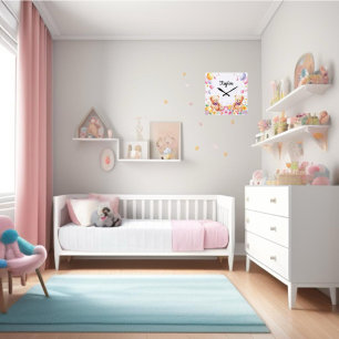 Horloge Carrée Teddy time mignonne pépinière