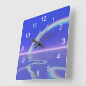 Horloge Carrée Téléchargement dauphin (Angle)