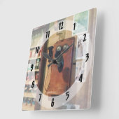 Horloge Carrée téléphone rétro (Angle)