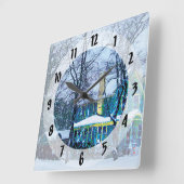 Horloge Carrée Tempête de neige (Angle)