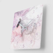 Horloge Carrée Tempête de neige du cheval (Angle)