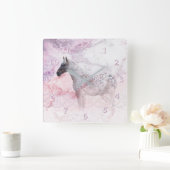 Horloge Carrée Tempête de neige du cheval (Maison)