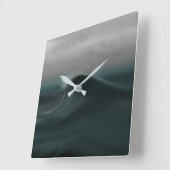 Horloge Carrée Tempête humide d'une vague verte profonde (Angle)