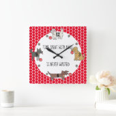 Horloge Carrée Temps Avec Chiens Ne Jamais Perdu Whimsical Chien  (Maison)